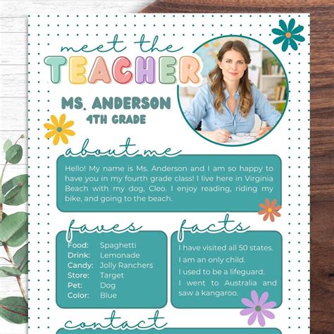 Meet The Teacher Template Editable Meet The Teacher Boho Etsy