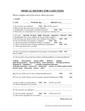 Fillable Online Medical Eligibility Criteria For Vasectomy Fax Email