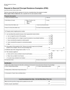 Fillable Online 2620 Request To Recind Principal Residence Exemption