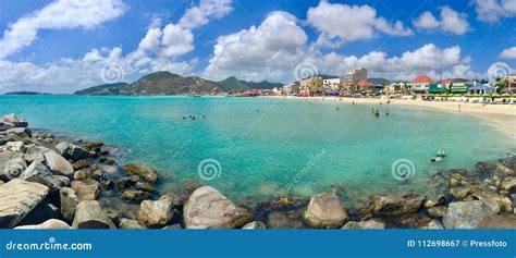 Wide Angle St.Maartin Island Panoram and Beach Line Editorial Photography - Image of island ...