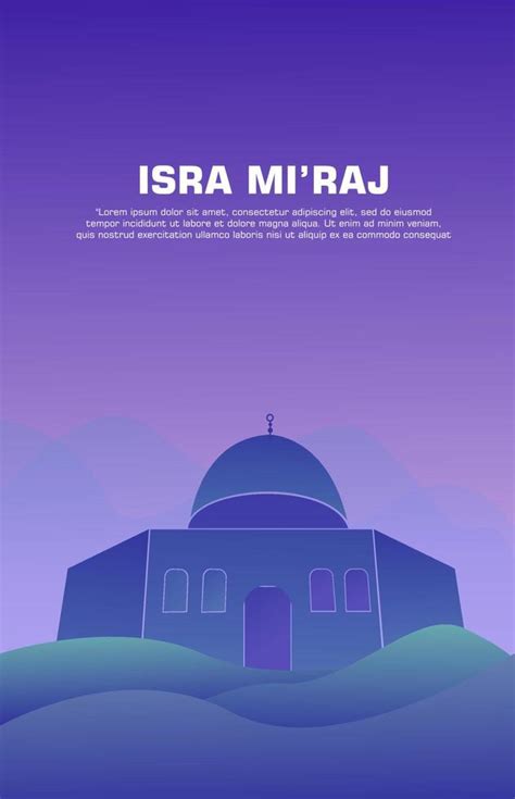 isra mi'raj design poster template. with desert, camel and mosque ...