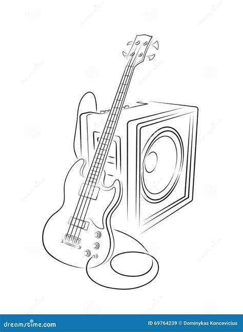 Bass And Amplifier Illustration Stock Vector Illustration Of Cable Rehearsal 69764239