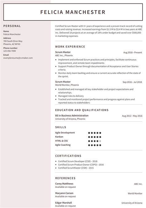 Scrum Master Resume Example And How To Write Tips 2024