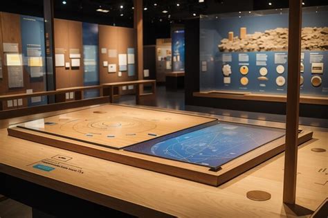 Un Tablero De Madera En Un Museo De Ciencias Con Exhibiciones