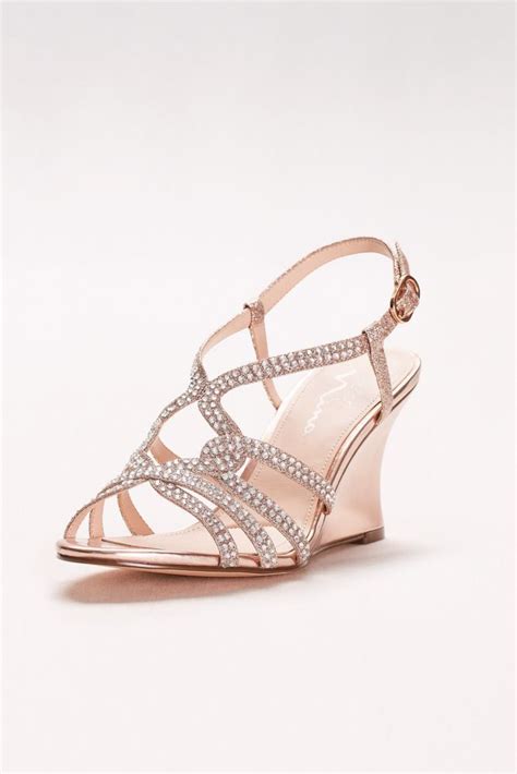 Embellished Strappy Wedge Sandals Rose Gold 6 5 Womens