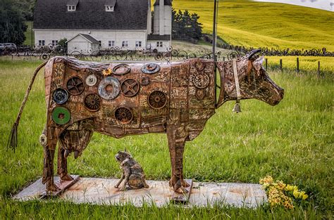 Metal Cow Sculpture