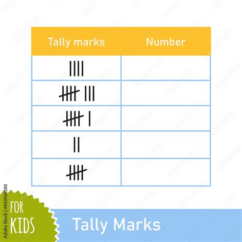 Math task with tally marks. Counting game for preschool and school children. Educational ...