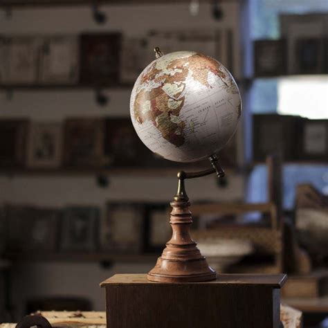 Antique Globe With Distressed Wood Base Woodenglobe Woodglobe