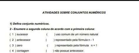 Enumere A Segunda Coluna De Acordo A Primeira Coluna Brainly Br