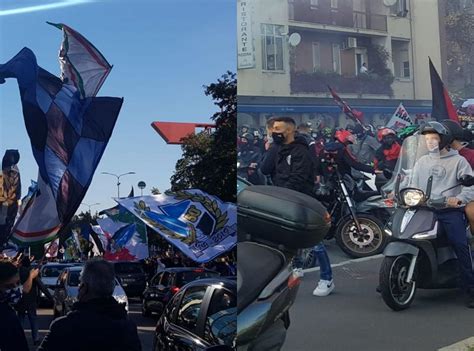 Prima Del Derby Corteo Di Motorini Dei Tifosi Del Milan Ultr Dell