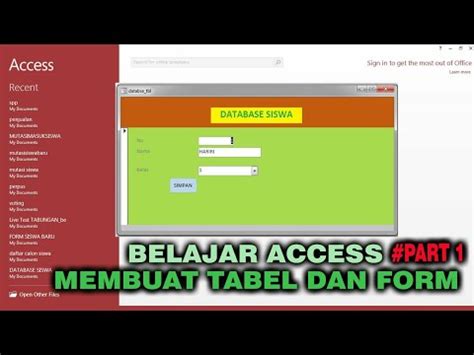 Cara Membuat Table Dan Form Belajar Access Part 1 YouTube