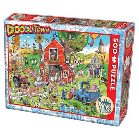 Cobble Hill 500 Pc Puzzle Doodletown Farmyard Folly