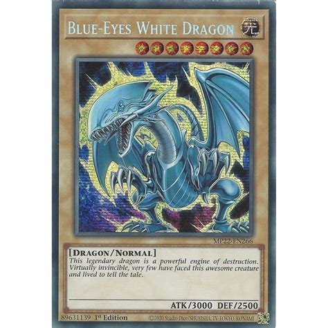 Yu Gi Oh Trading Card Game Mp22 En266 Blue Eyes White Dragon Prismatic Secret Rare Card 1st