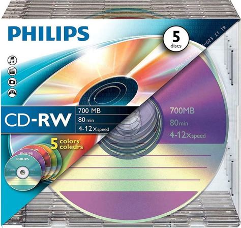 Philips CD RW 700MB 4 12x Speed 80MIN Blank 5 Pack