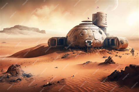 Premium Ai Image Martian Outpost Space Base On Mars Planet In 43