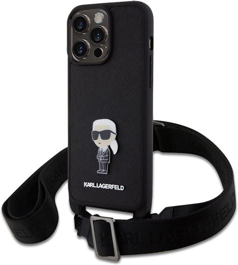 Karl Lagerfeld Saffiano Crossbody Metal Ikonik zadný kryt pre iPhone 15