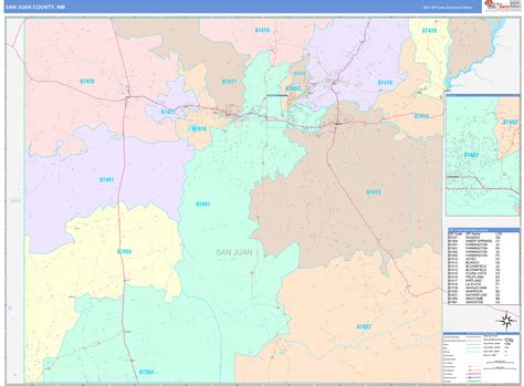 San Juan County, NM Wall Map Color Cast Style by MarketMAPS