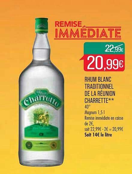 Promo Rhum Blanc Traditionnel De La R Union Charrette Chez Match