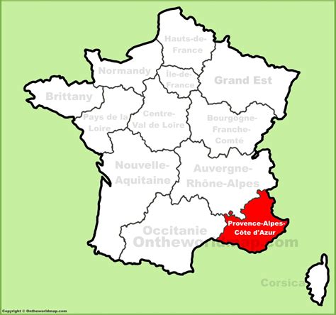 Provence-Alpes-Côte d'Azur location on the France map - Ontheworldmap.com