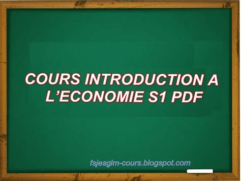 Cours L Introduction L Conomie S Fsjes Guelmim