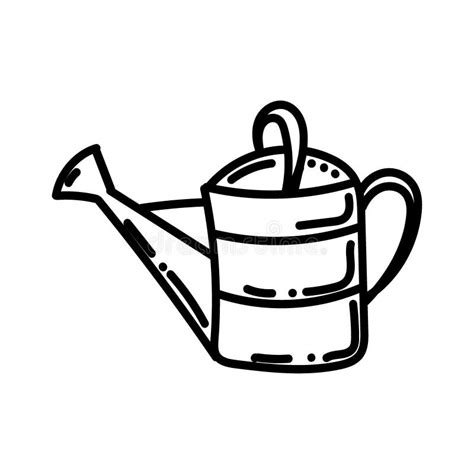 Garden Watering Can Hand Drawn Doodle Style Element Watering Can For