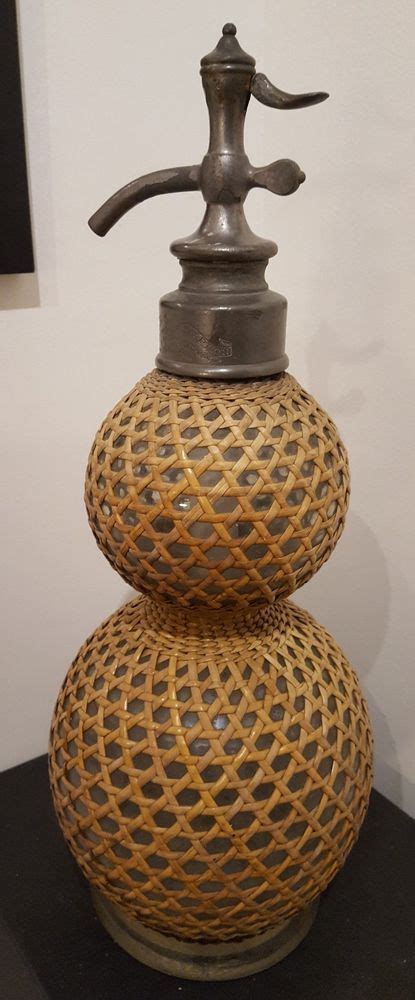 Stunning British Victorian Soda Syphon Wicker Covered Gourd Double Ball