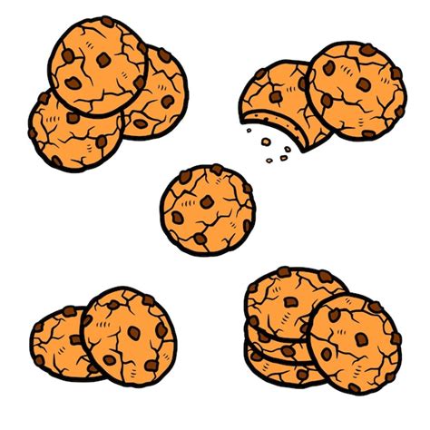 Premium Vector Chocolate Chip Cookies Set Collection Icon Chocolate