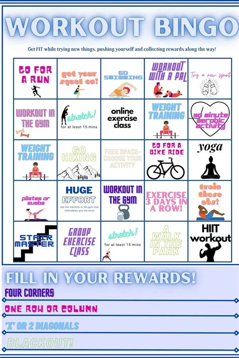 Workout Bingo Digital Download Etsy