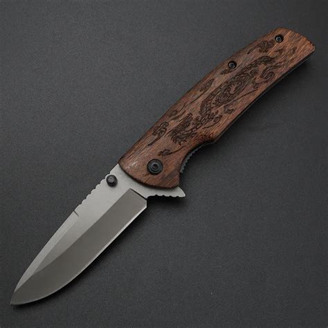 Cuchillo De Bolsillo Plegable Con Mango De Madera Herramienta EDC Para