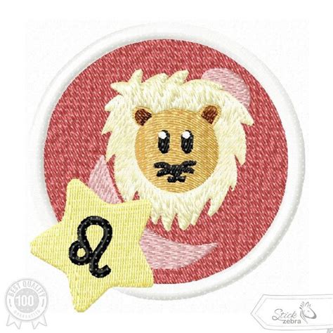 Zodiac Sign Embroidery Design Leo Motive Comic Stil Patterns For