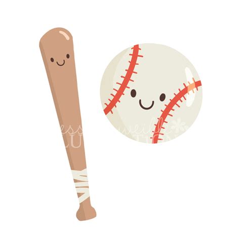 Cute Baseball And Bat — Jessica Weible Illustrations