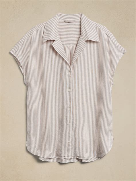 Clara Linen Short Sleeve Shirt Banana Republic