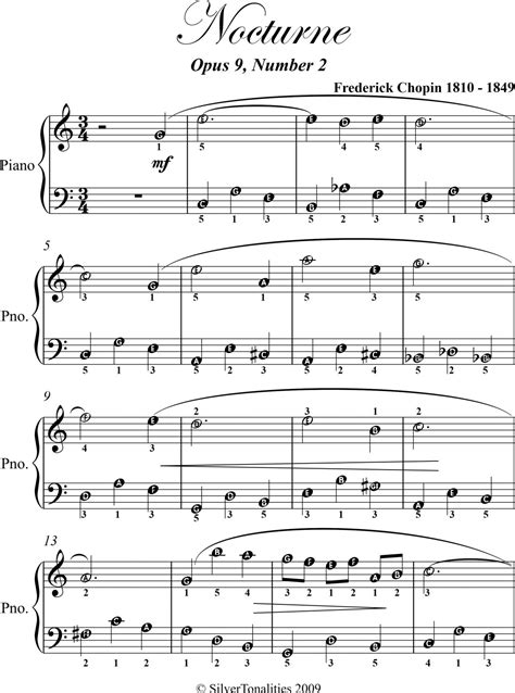 Nocturne Opus 9 Number 2 Easiest Piano Sheet Music