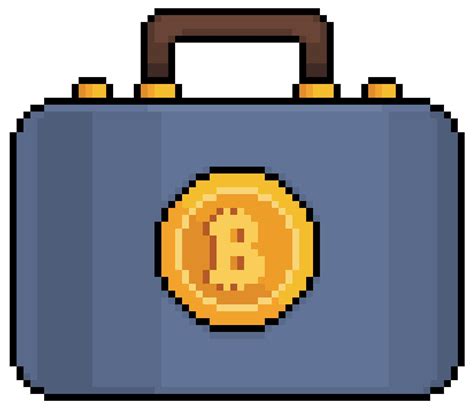 Pixel Art Suitcase With Bitcoins Investment In Cryptocurrencies Vector