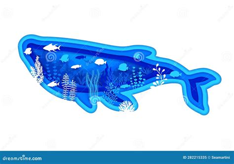 Papel Marino Cortar Silueta Azul De Ballena Y Bajo El Agua Ilustraci N