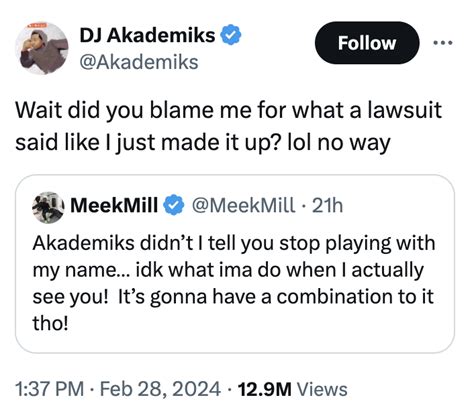 Dj Akademiks Response To Meek Mill S Tweet Diddy Meek Mill And Usher