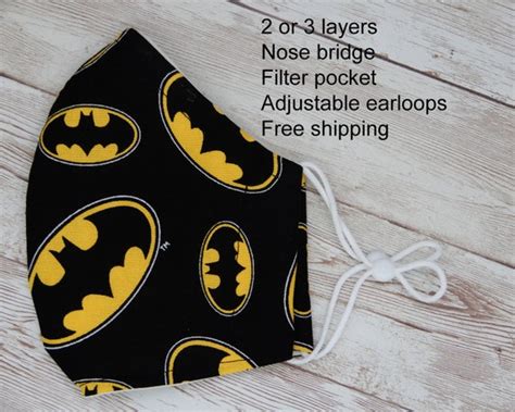 Batman Face Mask Superhero Mask Bat Signal Gotham Mask With - Etsy