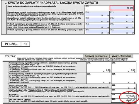 Obliczenie Podatku Do Zap Aty Zwrotu W Pit