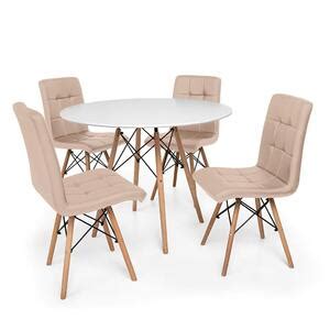 Kit Mesa Jantar Eiffel Cm Branca Cadeiras Gomos Nude Leroy Merlin