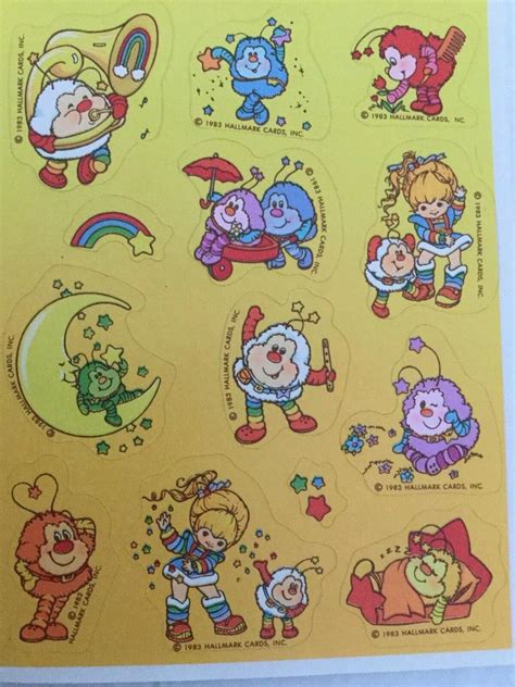 vintage  rainbow brite sprites hallmark sticker sheet unused
