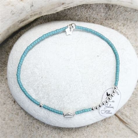 Bracelet Argent Lastique Jolie V Nus Bleu P Trole Bijoux Les