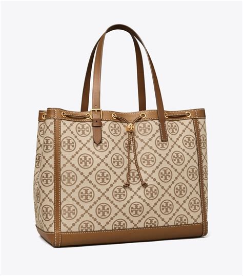 Tote Bag Aus Jacquard Mit T Monogramm Damen Taschen Tote Bags Tory