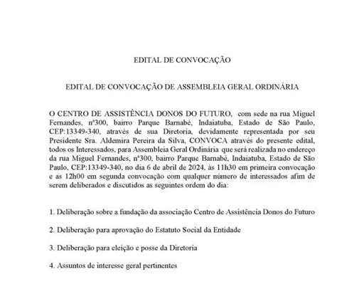 Edital De Convoca O Um Olhar Sobre A Assembleia Geral Ordin Ria