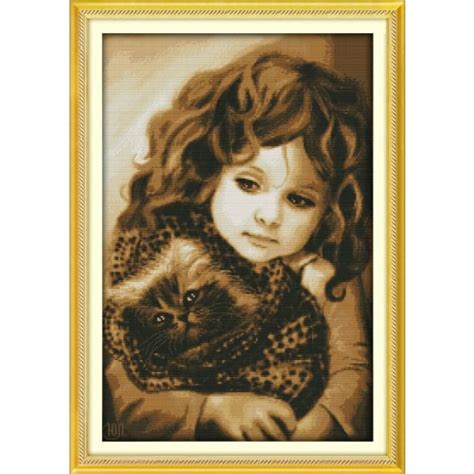 Order Girl And Cat Cross Stitch Kits Needlework Australia