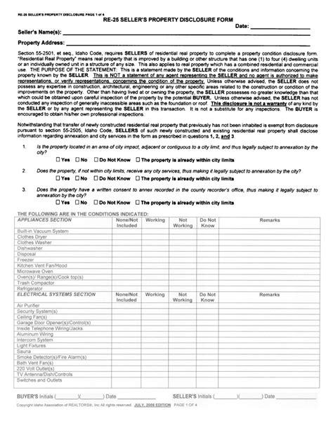 Idaho Property Disclosure Form Fill Online Printable Fillable