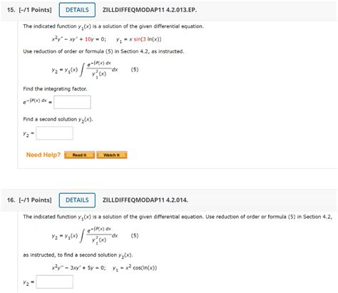 Solved 15 1 Points Zilldiffeqmodap11 42013ep The