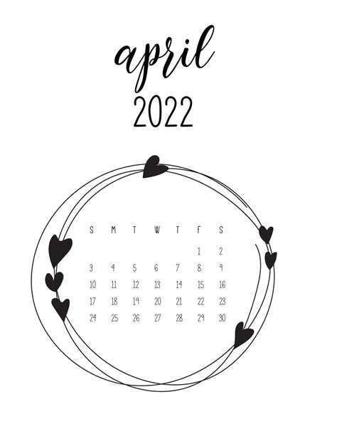 Cute Printable April 2022 Calendar