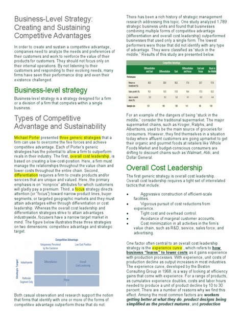 Business-Level Strategy: Creating and Sustaining Competitive Advantages ...