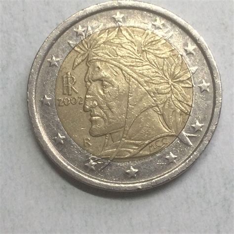 2 Euro Münze Italien 2002 Dante Alighieri äußerst selten Fehlprägung