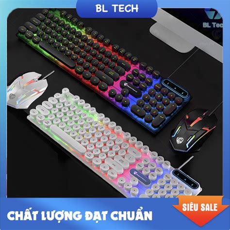 Bộ Bàn Phím Chuột Cáp Dây Usb Rgb đèn Led 7 Màu Bàn Phím Giả Cơ 104